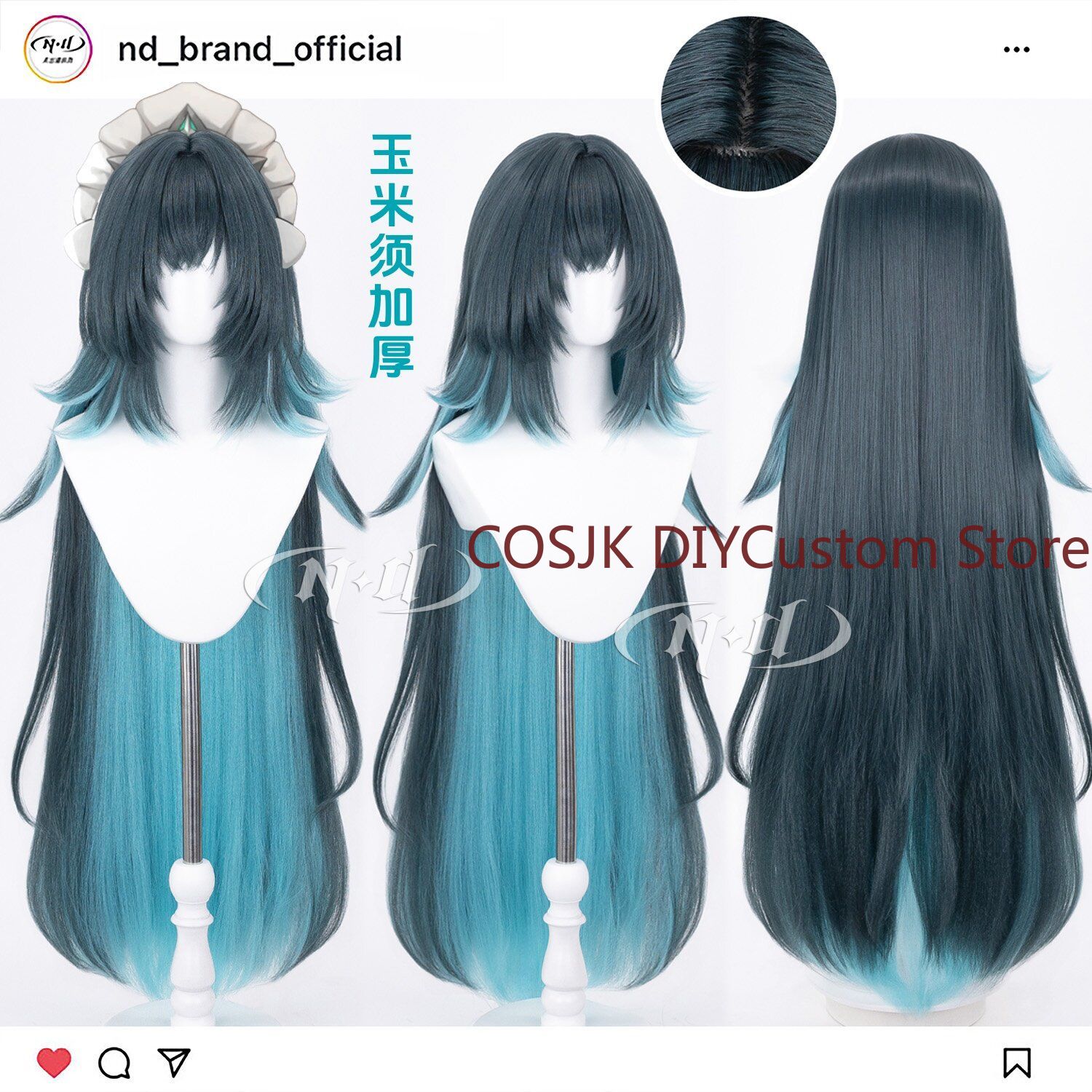 Anime Cosplay Wig Heat Resistant - باروكة تنكرية طويلة باللون الأزرق الداكن،