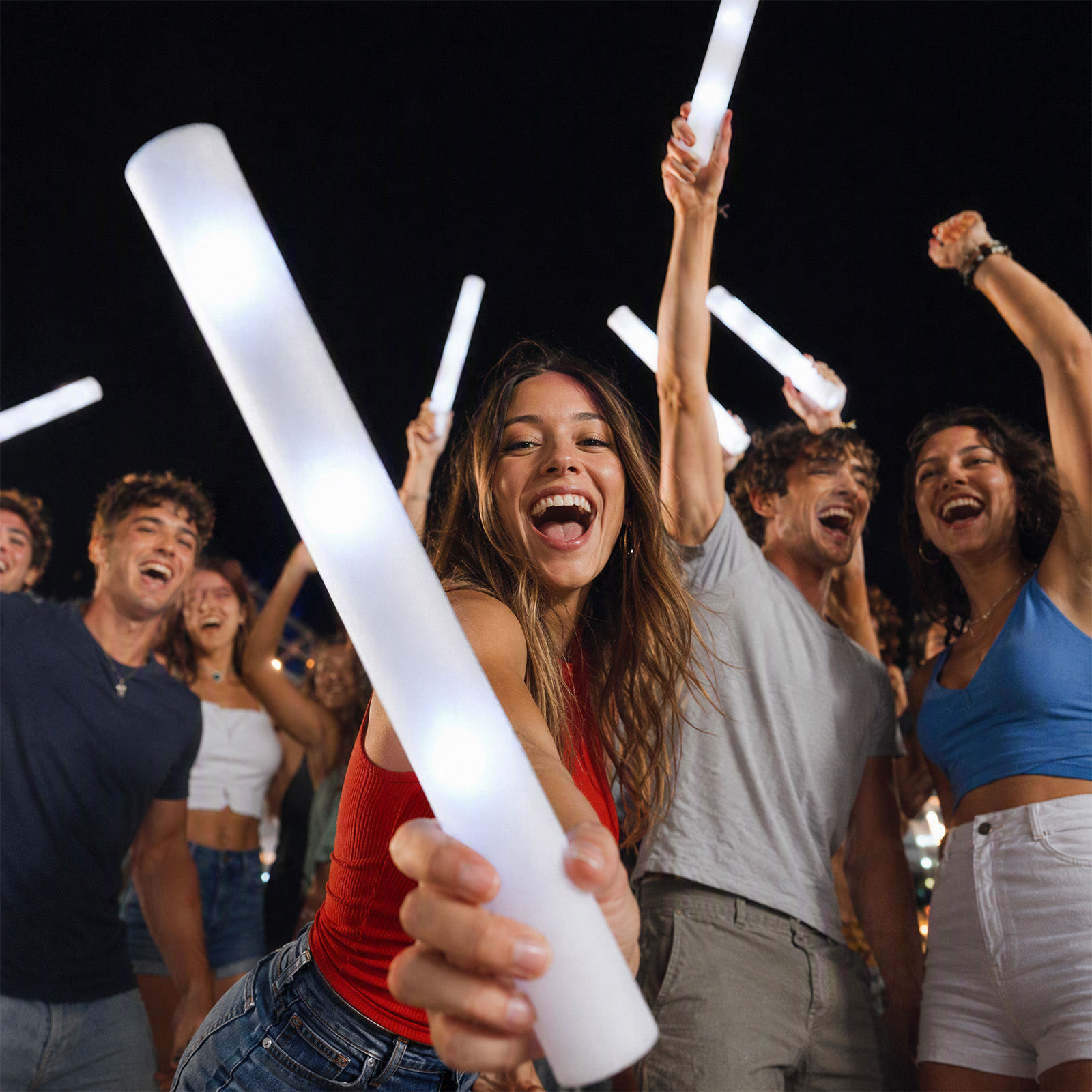 Flashing Led Foam Sticks Party - عصي إضاءة LED بيضاء قابلة لإعادة