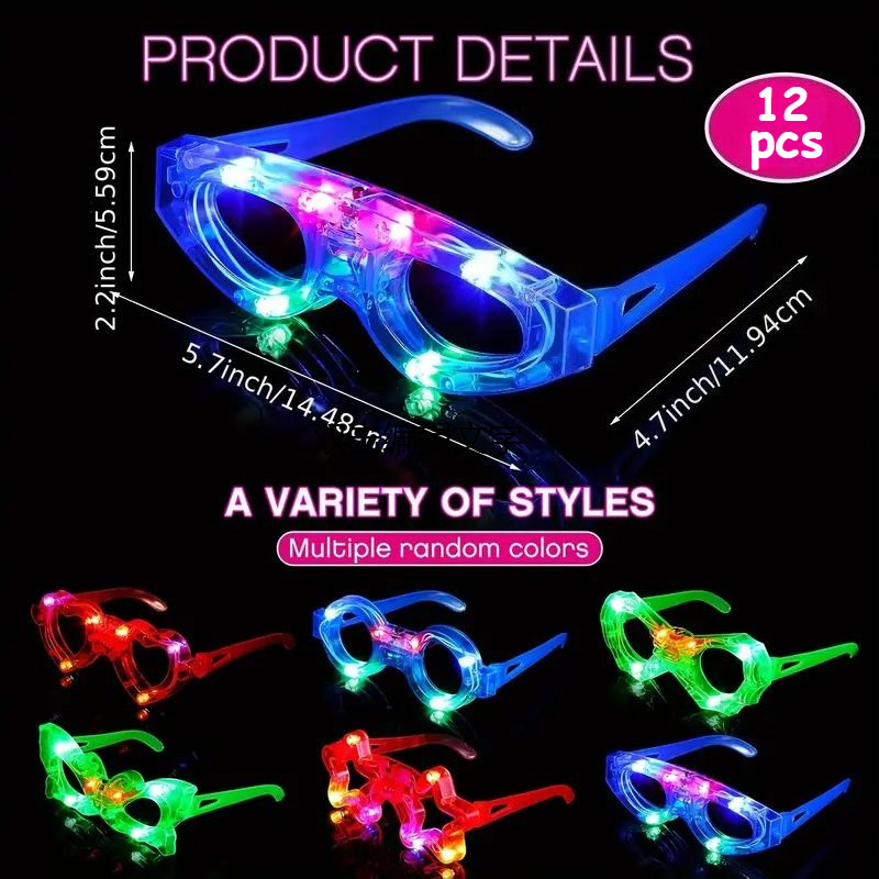 12 قطعة من النظارات المضيئة بت - مراجعة Glow In The Dark Party Glasses وسعره