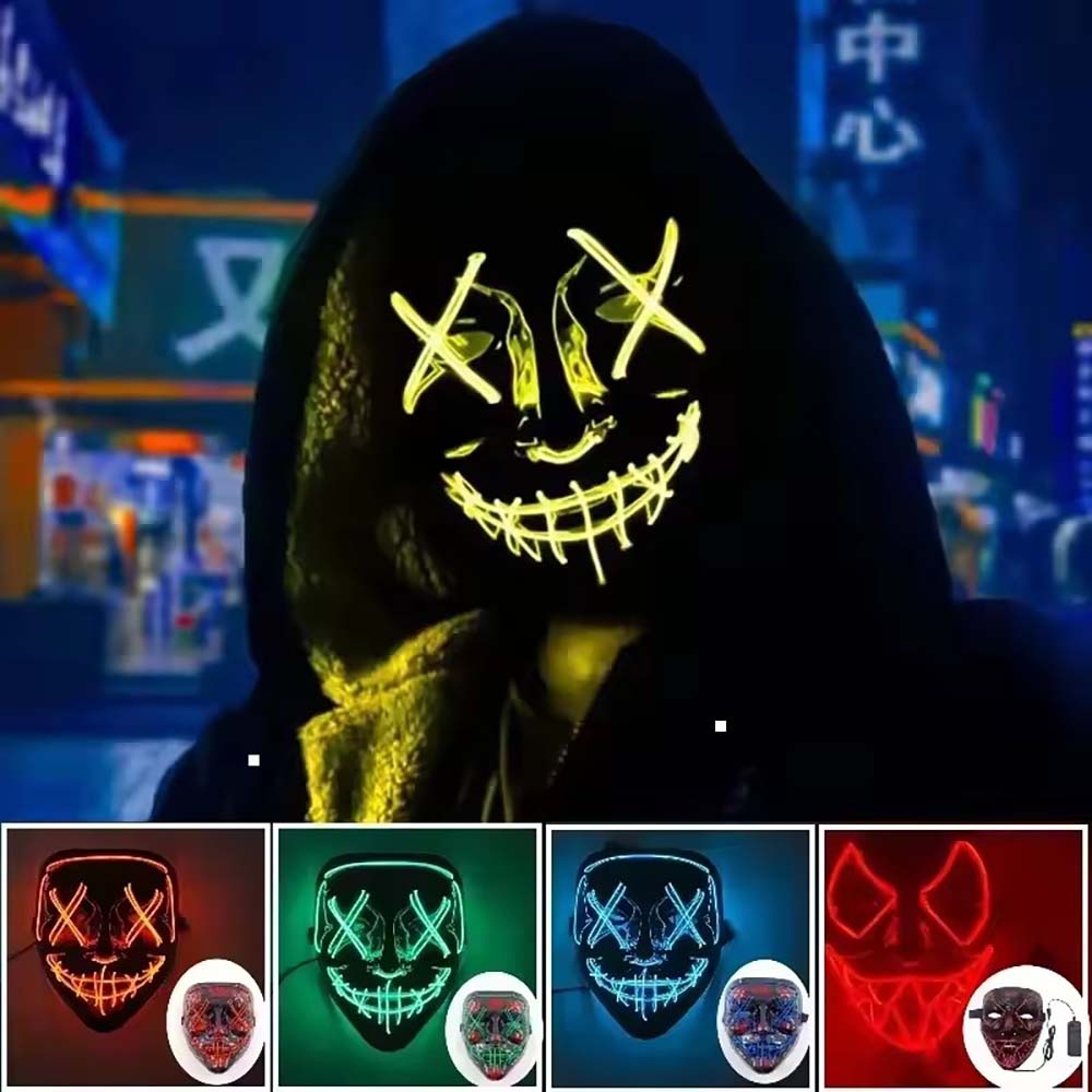 قناع لامع بتقنية النيون LED ال - مراجعة Led Purge Mask Halloween وسعره
