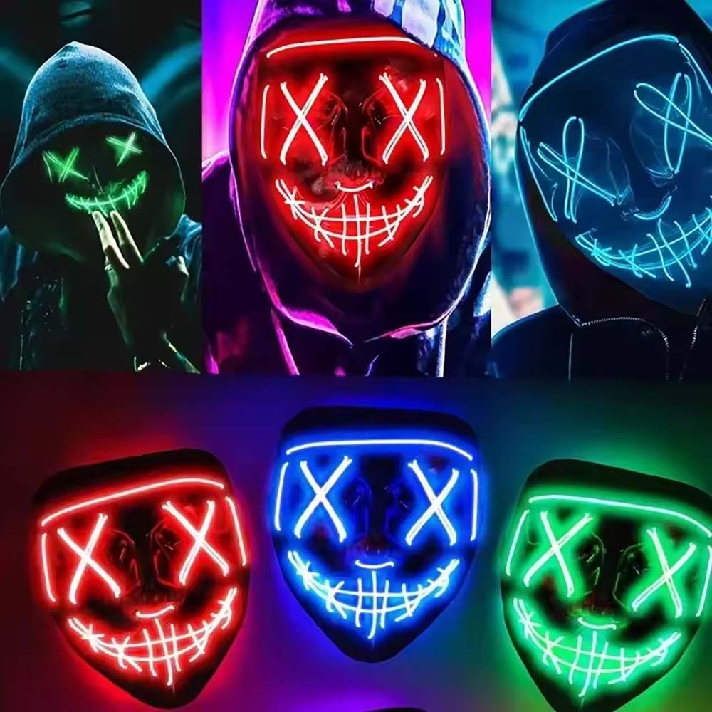 قناع لامع بتقنية النيون LED ال - مراجعة Led Purge Mask Halloween وسعره