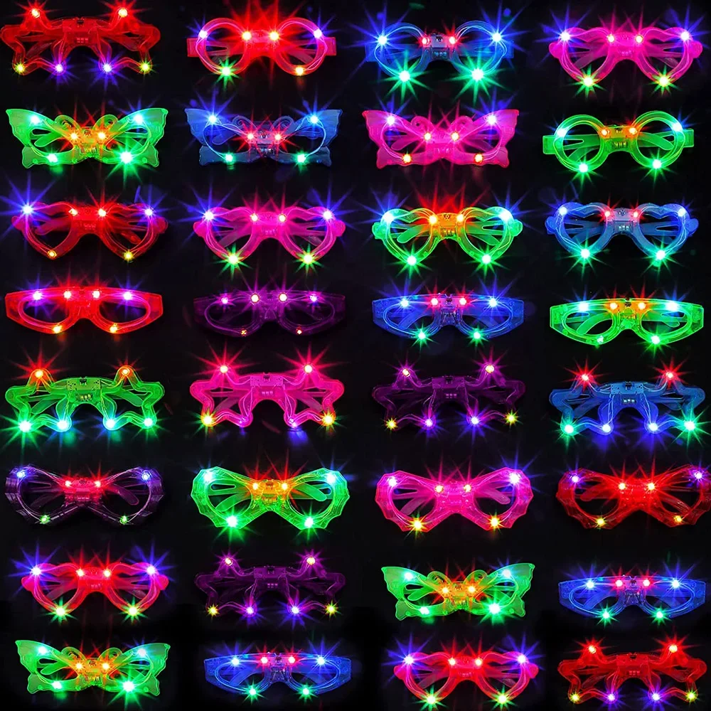 نظارات LED مضيئة في الظلام، مس - مراجعة Glow In The Dark Party Glasses وسعره
