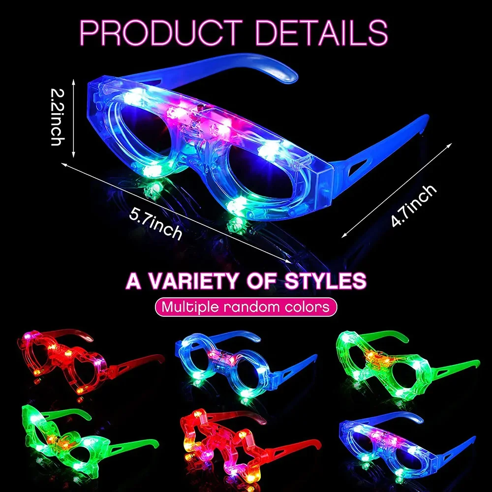 نظارات LED مضيئة في الظلام، مس - مراجعة Glow In The Dark Party Glasses وسعره
