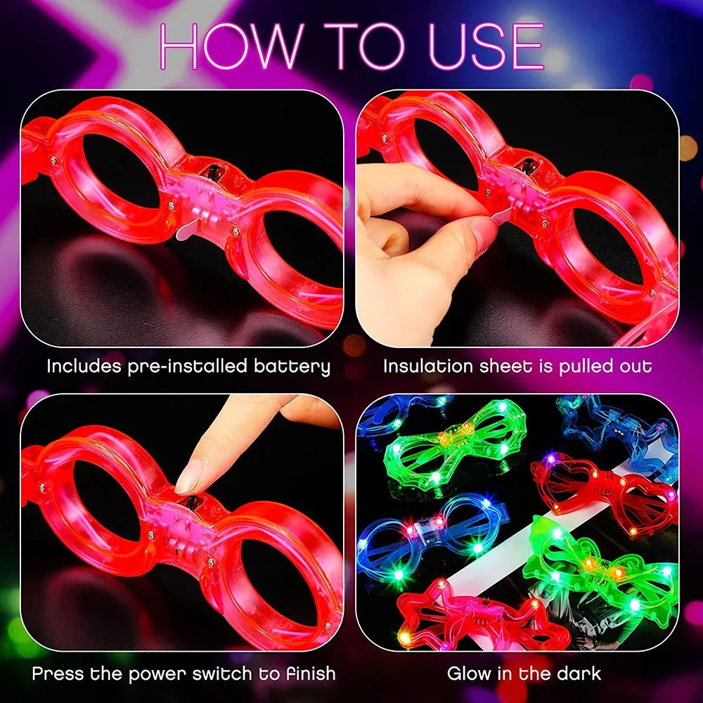 نظارات LED مضيئة في الظلام، مس - مراجعة Glow In The Dark Party Glasses وسعره
