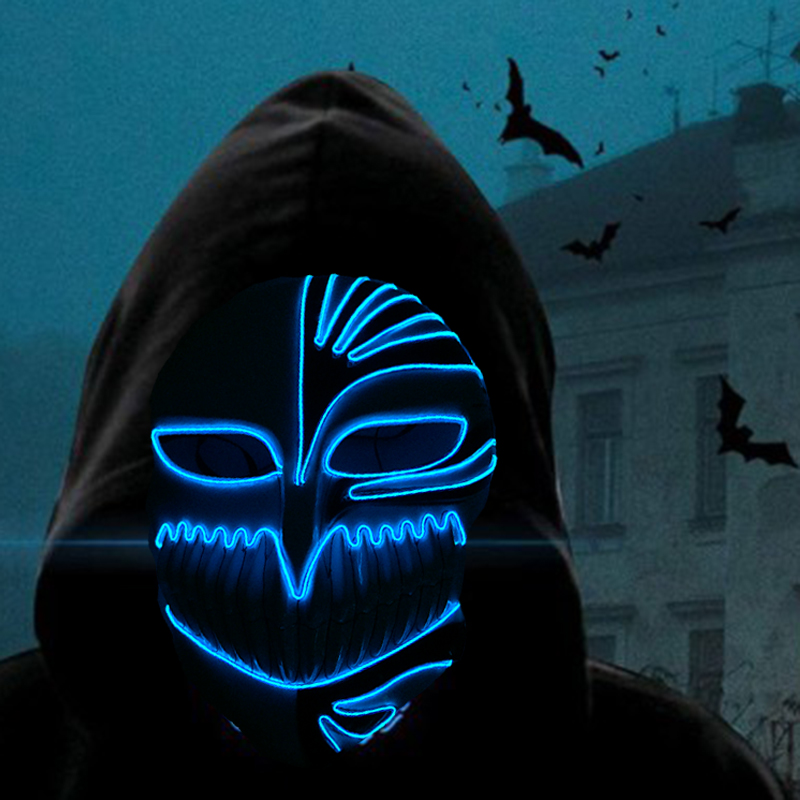 متوهجة تأثيري أنيمي قناع شخصيا - مراجعة Led Purge Mask Halloween وسعره